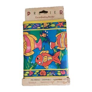Vintage Premier Fun Fish Wallpaper Border Sea Life Ocean Beach House Wall Decor